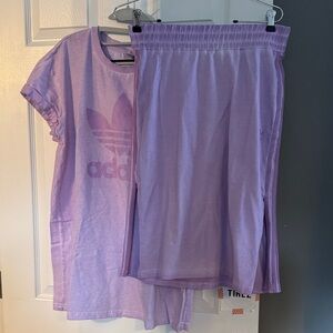 Adidas Lavender Tee and Skirt Combo